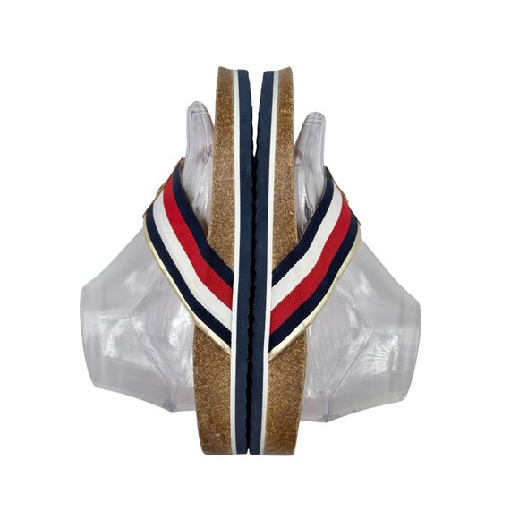 Tommy Hilfiger Womens Flag Stripe Summer Comfortable Sandals Sz 8.5 Tan/Blue/Red - Picture 7 of 13